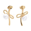 Bowknot 304 Stainless Steel Stud Earrings EJEW-C142-07G-4