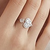 Rhodium Plated 925 Sterling Silver Birthstone Ring RJEW-F150-52P-4