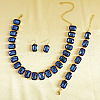 Alloy & Glass Rectangle Link Chain Necklaces & Bracelet & Dangle Earrings Sets FS-WGC2D75-06-1