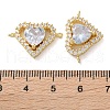 Rack Plating Brass Cubic Zirconia Heart Connector Charm KK-C084-04G-03-3