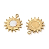 304 Stainless Steel Natural White Shell Pendants STAS-L288-15G-02-2
