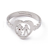Non-Tarnish 201 Stainless Steel Heart with Lovers Adjustable Ring for Valentine's Day RJEW-K238-11P-1