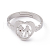 201 Stainless Steel Heart with Lovers Adjustable Ring for Valentine's Day RJEW-K238-11P-1