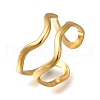 Wave 304 Stainless Steel Open Cuff Ring for Women RJEW-F161-02G-14-1