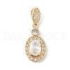 Oval Brass Micro Pave Cubic Zirconia Pendants KK-M326-15G-1