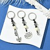 3Pcs Synthetic Coral & Wood & Alloy Keychain KEYC-JKC01007-5