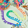   20 Yards Rainbow Color Polyester Pom Pom Ball Tassel Trim Ribbon OCOR-PH0003-86-5