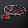 Flat Round Alloy with Synthetic Turquoise Pendant Necklaces & Dangle Earrings Sets FS-WG19C15-01-5