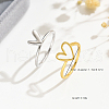 Irregular Double Heart 925 Sterling Silver Stackable Finger Rings for Women DW2837-1-4