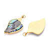 304 Stainless Steel Pave Natural Paua Shell Pendants STAS-N115-20B-G-2