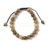 8mm Round Natural Picture Jasper Braided Bead Bracelets BJEW-C067-01B-28-2