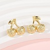 Cherry Brass Stud Earrings EJEW-F895-18G-3