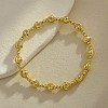 Brass Round Beaded Stretch Bracelets for Women Men BJEW-Z129-01G-1