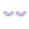 Electroplate Transparent Glass Beads GLAA-T022-11-B01-2