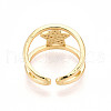 Brass Micro Pave Clear Cubic Zirconia Cuff Rings for Women KK-T074-21G-3