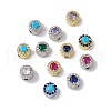 Rack Plating Brass Micro Pave Cubic Zirconia Flat Round Beads KK-C007-13-1