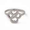 201 Stainless Steel Hollow Flower Finger Ring for Women RJEW-J051-13P-2