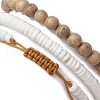 3Pcs 3 Styles Cross Round Wood & Disc Sea Shell Beaded Stretch Bracelet Sets BJEW-JB10312-3