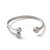 Non-Tarnish 304 Stainless Steel Round Ball Cuff Bangles BJEW-P310-05P-3