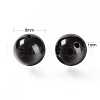 100Pcs 8mm Natural Black Stone(Natural Black Glass) Round Beads DIY-LS0002-15-3