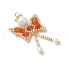 Glass Seed Beaded Butterfly Pendants PALLOY-MZ00649-02-3
