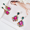 ANATTASOUL 2 Pairs 2 Style Rhinestone Teardrop & Rectangle Dangle Stud Earrings EJEW-AN0002-98-7