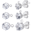 Beebeecraft 30Pcs 3 Styles Clear Cubic Zirconia Stud Earring Findings EJEW-BBC0001-28-1