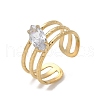 304 Stainless Steel Cuff Rings for Women RJEW-D302-03G-06-2