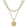 Real 18K Gold Plated Stainless Steel Paperclip Chains Double Layer Necklaces AN1969-2-1