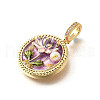 Brass Micro Pave Cubic Zirconia & Enamel Pendants KK-R222-11G-03-2