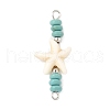 Dyed Synthetic Turquoise Starfish Rondelle Beaded Connector Charms PALLOY-JF04014-02-3