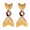 Fishtail Brass Micro Pave Cubic Zirconia Stud Earrings EJEW-R014-03G-4