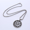 Nordic Viking Pirate Logo Stainless Steel Compass Pendant Necklace Jewelry FC0487-5