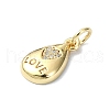 Heart Theme Brass Micro Pave Cubic Zirconia Charms KK-H475-56G-01-2