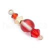 6Pcs 6 Colors Glass Round Bicone & Brass Star Beaded Connector Charms PALLOY-JF03458-01-4