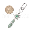 Copper Wire Wrapped Natural Green Aventurine Pointed Bullet Pendant Decorations HJEW-JM03104-01-3