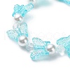 4Pcs 4 Color Acrylic Butterfly & Plastic Pearl Beaded Stretch Bracelets BJEW-JB08859-5