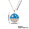 Elegant Brass Marine Blue Enamel Wave Sun Moon Pendant Necklaces WB9731-1-2