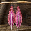 Bohemian Handmade Glass Seed Beads Tassel Dangle Earrings AE7424-8-1