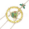 Glass Beads Wire Wrapped Brass Christmas Tree Pendant Decoration HJEW-TA00235-4