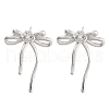 Bowknot Brass Pave Clear Cubic Zirconia Stud Earrings for Women EJEW-S216-02C-P-1