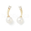 Round Brass Clear Cubic Zirconia Stud Earrings KK-D301-17G-2