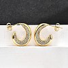Brass Micro Pave Clear Cubic Zirconia Stud Earrings for Women EJEW-U056-04B-G-1
