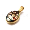 Religion Theme 304 Stainless Steel Pave Epoxy Pendants STAS-K256-29G-03-2