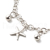 Starfish & Tortoise & Cowrie Shell Shape 304 Stainless Steel Charm Bracelets Set for Girl Women BJEW-JB06984-8