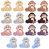 CHGCRAFT 14Pcs 7 Colors Monkey Food Grade Eco-Friendly Silicone Focal Beads SIL-CA0003-10-1