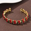 Brass Enamel Cuff Bracelets BJEW-L703-02A-G-2