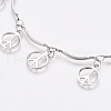 304 Stainless Steel Flat Round with Peace Sign Charm Bracelets BJEW-G628-08P-2