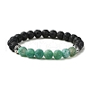 Natural Dyed Crackle Agate & Lava Rock Round Beaded Stretch Bracelet BJEW-TA00444-04-1