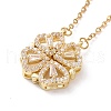 2 in 1 Four Clear Cubic Zirconia Clover Pendant Necklace NJEW-H163-01G-2